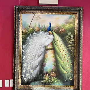 a painting of a peacock