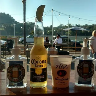 two bottles of beer on a table