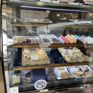 a display case of pastries