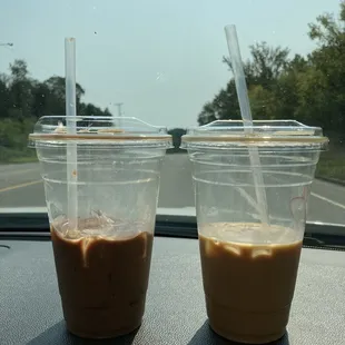 Iced Mocha Latte and Iced Vanilla Caramel Latte