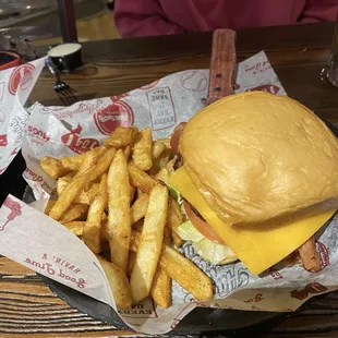 Burger and fries