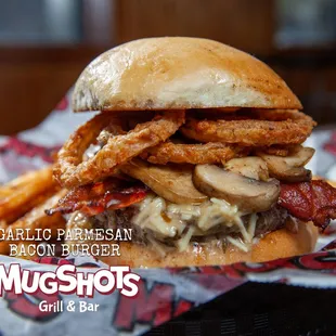 a bacon burger and fries