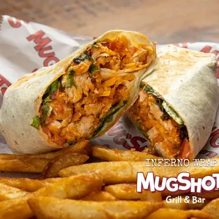 a burrito and fries
