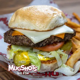 a burger and fries