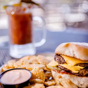 Double 1/3 lb. burger with american cheese.