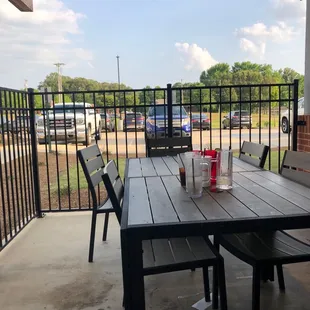 Great patio and service! Food was good! (Mahi with veggies &amp; Texas burger) Chip and queso a great starter too.