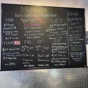 Daily specials and happy hour Feb 2022