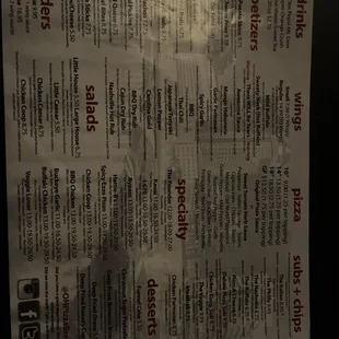 menu