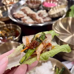 Bossam pork belly wrap