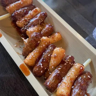 Tteokbokki and sausage.