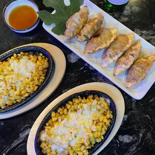 Corn Cheese and Fried Dumplings