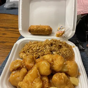 a takeout box of food