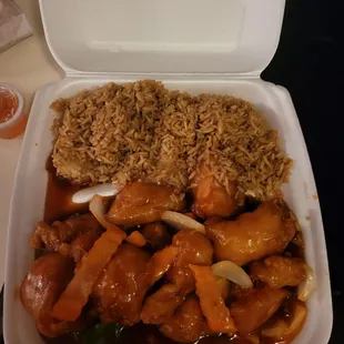 HUGE dinner combo portions. Orange chicken. 10.17.21