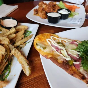 Fried pickles, reuben flatbread &amp; boneless wings