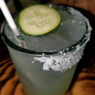 Happy hour cucumber margaritas