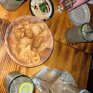 chips and queso and margaritas