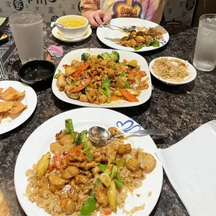 Hunan style chicken stir fry with Chicken Fried Rice