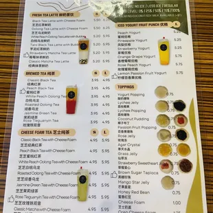 Bubble Tea Menu - Back