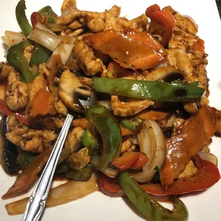 Spicy basil chicken this was delicious and spicy very good