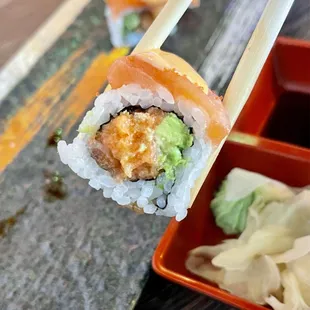 Crazy Salmon Roll close up