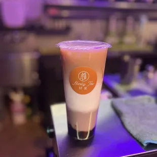 Taro black tea latte with bubble