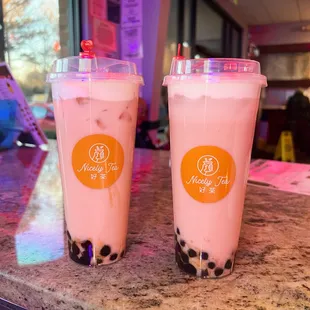 rose milk tea with bubble