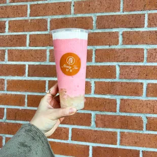 cheese foam lychee with lychee popping