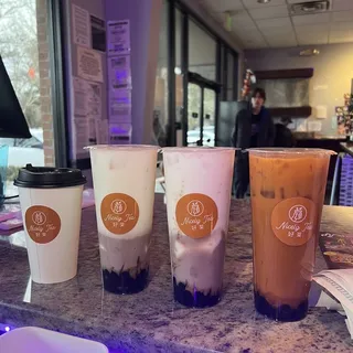 Taro Dirty Milk with Coconut Pudding