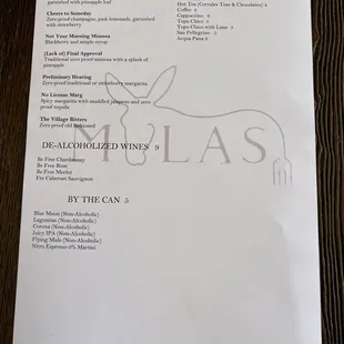 Drink menu while awaiting spirits license