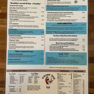 Breakfast menu