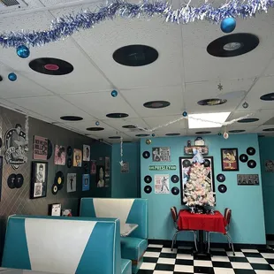 the interior of a diner