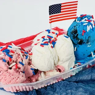 three scoops of ice cream