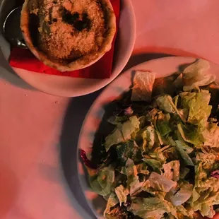 Caesar Salad and French Onion Soup