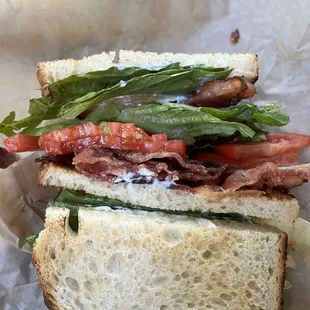 Blt. Salty tasty. Cuts mouth. A little steep $16 for what you get.