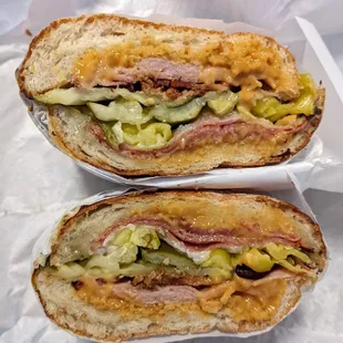 The Williamson (the Cuban!) - not really a Cuban: ham, hot salami, bacon, swiss - but tasty