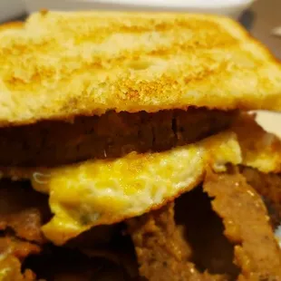 The toast sandwich, very good made from my tasty gyros and egg breakfast plate.