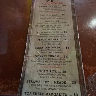 Cocktail &amp; Beer #Menu.