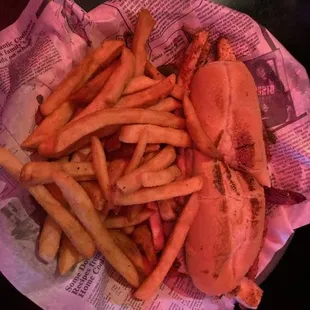 Cold, stale, virtually meatless Cajun Philly with soggy fries