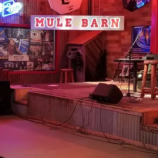 stage and neon signs