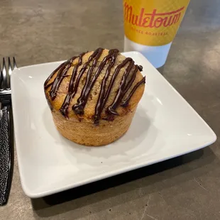 Chocolate strawberry muffin and briar patch brew tea