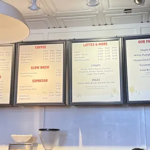 Fall menu, I think all of it is the same year round except for the far right!