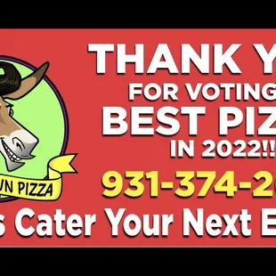 Thank you for voting us Best Pizza in 2022!