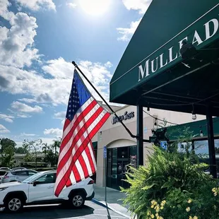 a car parked in front of a building