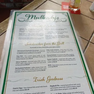 menu