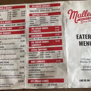 Paper menu as of 4/11/23