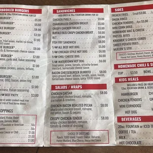 Paper menu as of 4/11/23