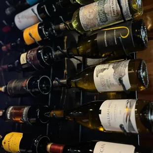 a wall of wine bottles