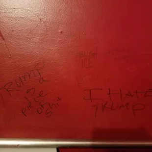 Women's bathroom wall