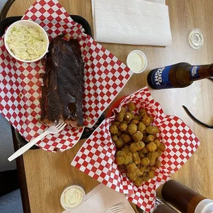 Ribs , slaw and okra