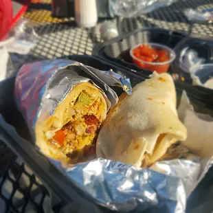 a burrito wrapped in foil